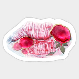 Pink lips acrylic painting Sticker